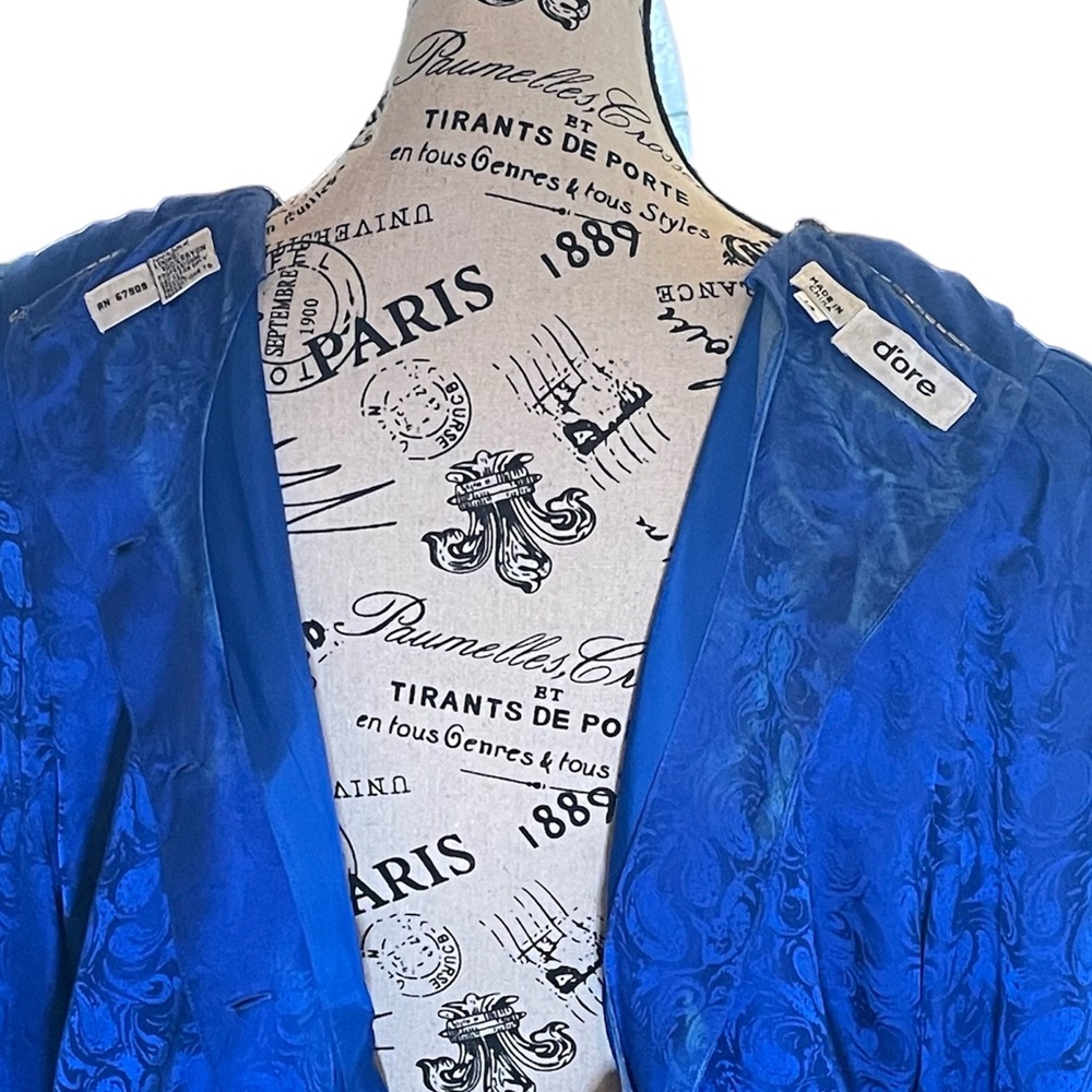 Vintage 80’s D’ore 100% Silk Dress Beautiful Jewels & Beading Women’s Size 14 - Picture 5 of 12